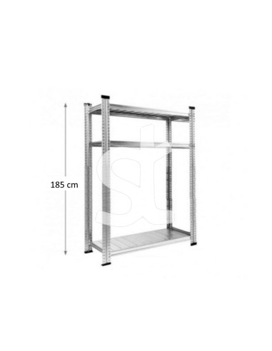 Stelažas - lentyna sandėliukui/garažui, aukštis 185cm, gylis 32cm, lentynos ilgis 90cm (3 lentynos), cinkuoto plieno METALSISTEM