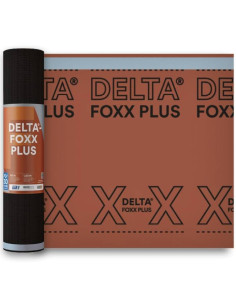 Difuzinė plėvelė su dviem lipniomis juostomis DELTA FOXX PLUS 270g/m2 (plotis 1.5m). Statybinės medžiagos